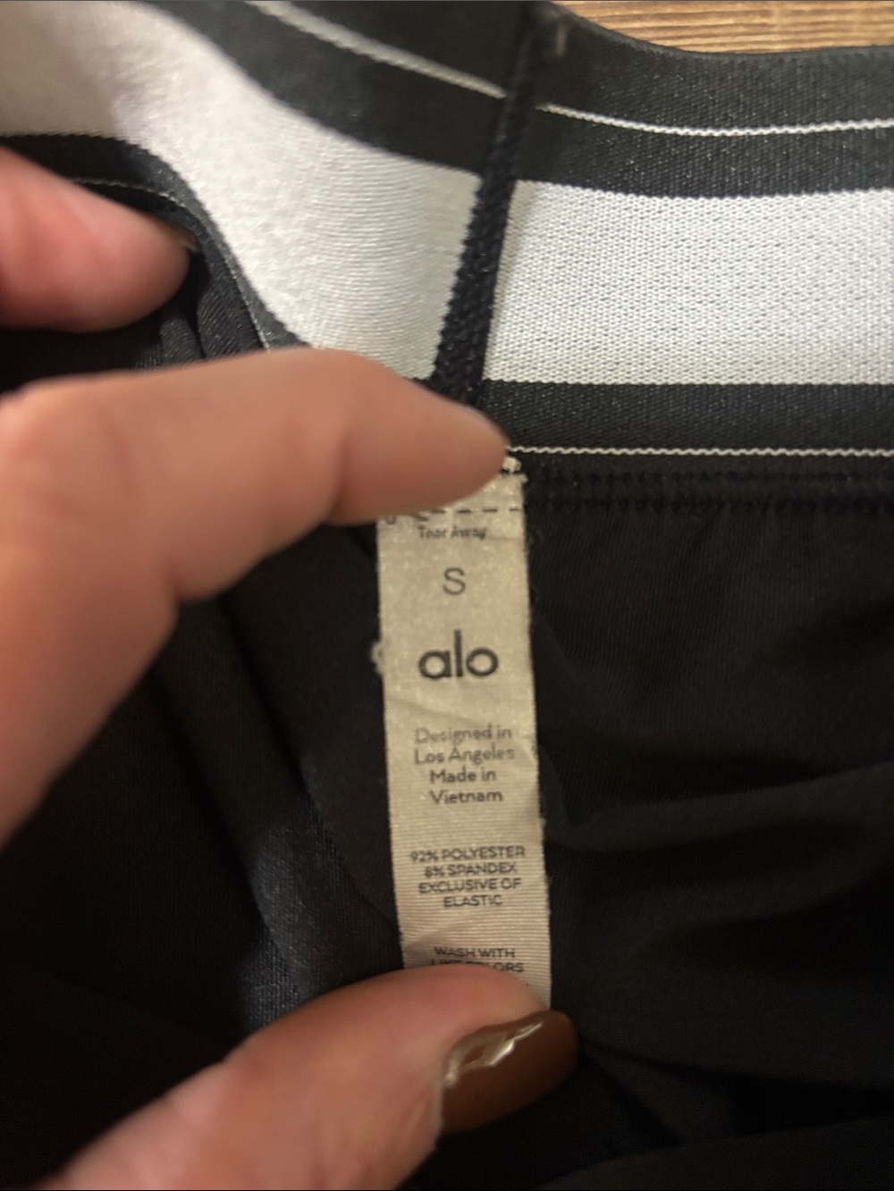 ALO Yoga Black and White Striped Waistband Skort - Picture 2 of 6